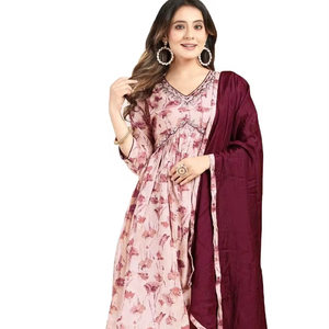 Bel ensemble Kurti prêt à l'emploi en soie modèle Kurta Pant Set Wholesale Kurtis avec différentes manches - Product Image 1