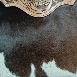 กระเป๋าสตางค์หนังทำจากหนังวัวแบบพับสามทบกระเป๋าแบบใหม่ทันสมัยลายดอกไม้ตะวันตกตกแต่งผ้าฝ้าย - Product Image 4