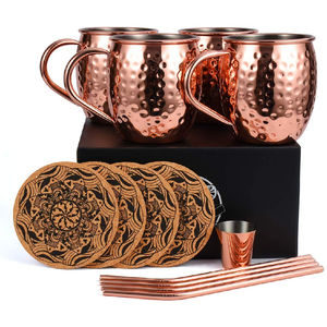 King international Moscow Mule Tasse en cuivre Tasse à boire en cuivre plaqué cuivre Tasse en acier inoxydable Tasse à boire de bière avec poignée - Product Image 1