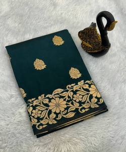 SAREE DE Tissage ZARI DORÉ EN SOIE BANARASI À LA MODE AVEC CHEMISIER INCOSÉ VÊTEMENT DE FESTIVAL PRIX DE GROS VÊTEMENT ETHNIQUE - Product Image 2