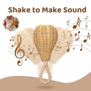Sonajero de Ratán Natural Hecho a Mano, Juguete Musical para Bebés, Mordedor Suave para Niños Pequeños - Product Image 4