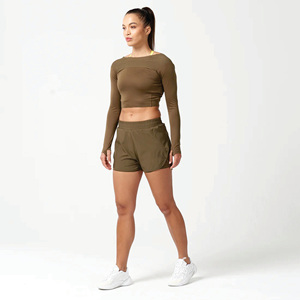 92% Polyester 8% Elasthanne Femmes Dark Olive Lab 360 Never Stop 2 en 1 Short avec doublure intérieure compressive - Product Image 3