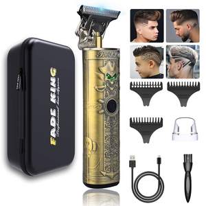 Tondeuse à barbe sans fil rechargeable à lame en T à écartement zéro pour hommes, tondeuse à cheveux professionnelle en acier inoxydable avec alimentation USB - Product Image 2