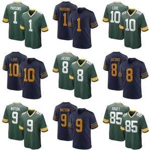 Camiseta de Fútbol Americano de Manga Corta con Estampado de los Green Bay Packers, Talla Grande, Color Verde # 1 Micah Parsons # 10 AMOR # 8 Josh Jacobs - Product Image 1