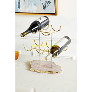 Two Tier Wooden Wine <b>Rack</b> Rustic Natural Wood <b>Bottle</b> Holder with Carry Handle for Kitchen Dining Room or Bar <b>Storage</b> - Product Image 2