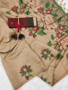 Lourd brillant traditionnel ethnique exclusif Pichwai Lotus coton Saree avec un excellent prix fantaisie Blouse fête mariage porter des femmes - Product Image 3