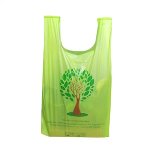 OEM de fábrica personalizado impreso Biodegradable lado fuelle bolsa supermercado chaleco camiseta llevar embalaje compostable para ir de compras - Product Image 5