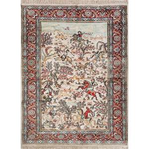 Alfombras de Seda Anudadas a Mano Gulmarg Ivory Pae-6397 con Diseño Novedoso para Uso Doméstico - Product Image 1