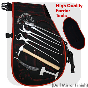 Delantal de herrador de buena calidad y kit de herramientas para el cuidado de los cascos, juego de herramientas de herrador, alicates para cortar cascos, extractor de clavos de acero inoxidable, martillo de herrador - Product Image 4