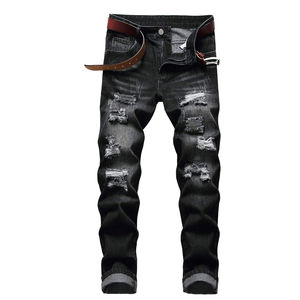 Prix de gros Pantalon en jean noir à la mode personnalisé pour hommes, couleur personnalisée, dernière conception pour hommes, jean confortable Service OEM - Product Image 1
