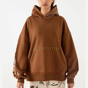 2025 llegada mujer Sudadera con capucha de gran tamaño 100% algodón Material suave cómodo holgado gota hombro Sudadera con capucha logotipo personalizado impresión - Product Image 1