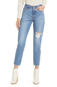 Jean en denim droit pour femme, couleur claire, décontracté, de haute qualité, coupe régulière, taille mi-haute, respirant et à séchage rapide - Product Image 3