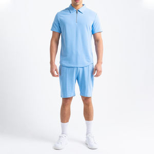 Ensemble deux pièces polo et short pour hommes personnalisés Survêtement d'été à col zippé Tenue de sport décontractée Fourniture OEM - Product Image 1