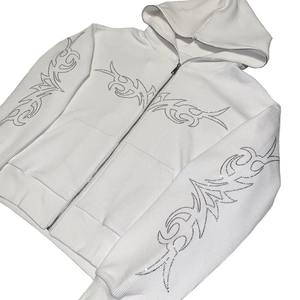Custom Drop-shoulder Oversize Hoodies 100% Cotton Breathable Zipper Pullover Premium Stone Printed Hoodies for Woman - Product Image 1