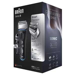 Rasoir électrique rechargeable pour homme avec station de nettoyage et de charge et étui de rangement, rasoir à triple lame noir - Product Image 1