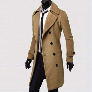 Abrigo de lana de doble botonadura para hombre, corte ajustado, chaqueta larga, abrigo informal de negocios, elegante abrigo de invierno con solapa de muesca - Product Image 1