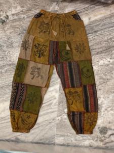 Celana <span class=keywords><strong>Harem</strong></span> Boho Hippie kerja tambalan katun, celana Yoga dewasa uniseks