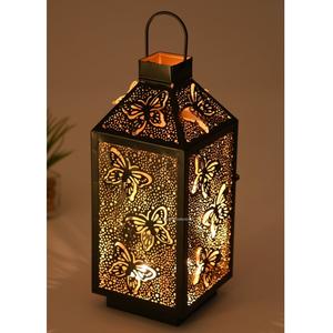 โคมไฟเทียนเหล็กผีเสื้อสไตล์ราชวงศ์โคมไฟตกแต่งสำหรับบ้านและงานแต่งงานสีดำ - Product Image 6