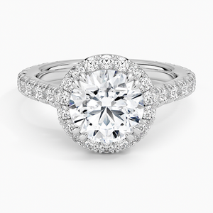 Anillo de compromiso de diamante cultivado en laboratorio redondo romántico 925 Halo de plata Pave ajuste nupcial boda joyería regalo para mujeres para fiestas - Product Image 1
