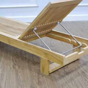 Chaise longue d'extérieur en teck sans coussin, fabriquée en Indonésie - Product Image 2