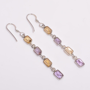 925 <b>Sterling</b> <b>Silver</b> Fine <b>Dangle</b> <b>Earrings</b> High Quality Classic Drop <b>Dangle</b> Design with Mixed Gemstones Wholesale Jewelry - Product Image 3