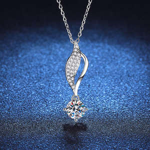 Nouveau design, pendentif en forme de feuille en moissanite VVS couleur D 1CT, chaîne en argent sterling S925, collier pour femmes, luxe, mariage, anniversaire - Product Image 5