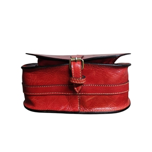 Bolso de Hombro de Cuero Rojo Hecho a Mano con Cierre de Cremallera |   Diseño portátil tipo bandolera, apto para damas, artesanía marroquí auténtica - Product Image 2