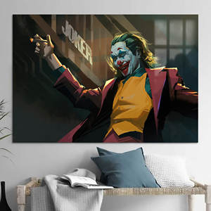 Toile d'art Joker : Décoration murale moderne sur le thème du cinéma, design imprimé, œuvre d'art plate, verre - Product Image 1