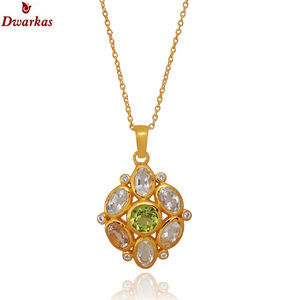 Joyería de moda elegante al por mayor de fábrica para mujer S925 plata esterlina chapada en oro peridoto colgante de piedras preciosas collar joyería - Product Image 5
