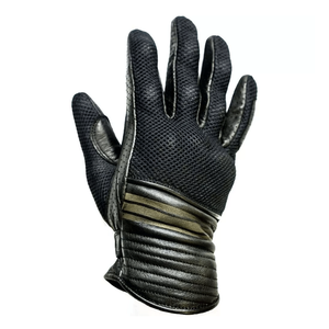 Summer Motorbike Leather & Mesh Black Gloves Motorcycle Auto Racing Wear Genuine Leather Gloves For Men - Product Image 1