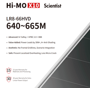 Longi แผงโซล่าเซลล์กระจกคู่640W 645W 650W 655W 660W 665W ชนิดชนิด bifacial นักวิทยาศาสตร์ X10 - Product Image 3