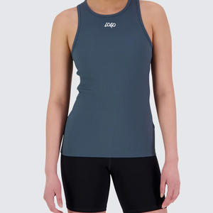 Débardeur côtelé sans couture personnalisé pour femmes, vêtements de sport décontractés à dos nageur pour l'entraînement et l'été-tissu tricoté - Product Image 1
