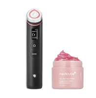 Crème gelée au collagène Booster Glow Duo EMS 6-en-1 réutilisable en plastique pour une peau éclatante et rajeunie, anti-âge, avec coffret cadeau