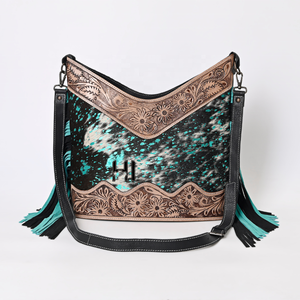 Bolso Hobo Vintage de Cuero Vacuno Estilo Vaquero del Oeste con Flecos de Ante - Product Image 1