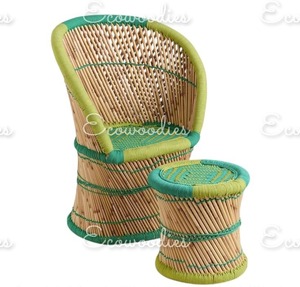 Tabouret et chaise Sarkanda élégants, modernes et écologiques, faits à la main, pour le salon intérieur et extérieur, le jardin, le café et le restaurant. - Product Image 2