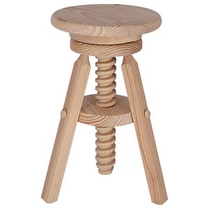 WELL HOME Tabouret pivotant rond en bois, finition non vernie, 32x48-64cm, tabourets et poufs - Product Image 5
