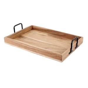 Nouveau plateau en bois émaillé blanc avec poignée en métal noir idéal pour la décoration de table à la maison ou au bureau - Product Image 2