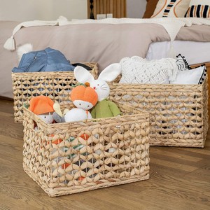 Wholesale Water Hyacinth Woven Storage <b>Baskets</b> <b>for</b> Bedroom & Living Room <b>for</b> <b>Shelf</b> Organization-Laundry Bins - Product Image 1