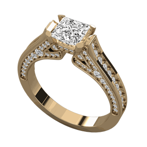 Anillo Solitario con Diamante Corte Princesa Engastado en Puntas - Product Image 5