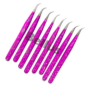 Pince à cils magnétique en plastique rose à pointe pointue, emballage de pince à épiler avec logo personnalisé, pince à faux cils de marque privée, vente en gros - Product Image 1