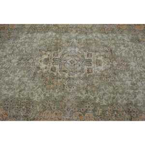 พรมตุรกีขนาด 5.1x8.9 ฟุต, พรมวินเทจขนาดใหญ่, พรมขนสัตว์โมร็อกโกสีเขียวน้ำตาล - Product Image 5