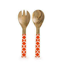 Ensemble de service à salade en bois au look tendance avec finition naturelle, cuillère et fourchette en bois fabriqués à la main, poignées de couverts, meilleure qualité - Product Image 2