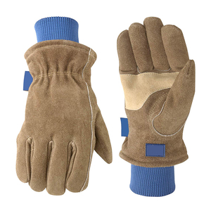 Gants de travail en cuir de vachette à double paume confortables, faciles à porter pour la protection des mains en extérieur - Product Image 1