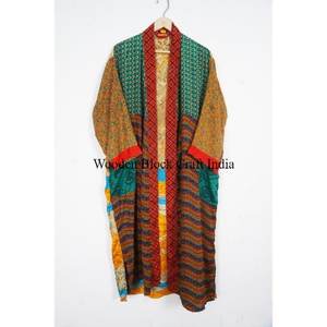 High Quality 100% Silk <b>Printed</b> Kimono Robe Beautiful patchwork Pattern Customizable Color Breathable Soft Spring Summer Autumn - Product Image 4