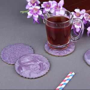 Bohemian High Gloss Resin Coaster <b>Table</b> <b>Protection</b> High End Quality Handmade Eco-Friendly for Hot Cold Drinks Wholesale Price - Product Image 1