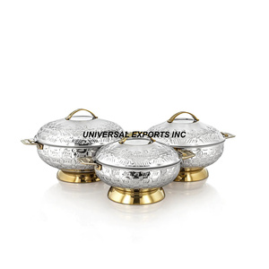 Casserole ronde en acier inoxydable, faite à la main, design de luxe, nouvelle et élégante, chauffe-plats en métal - Product Image 4