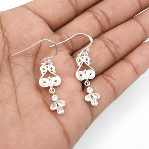 Joyería de moda para mujer, pendientes gruesos de Zirconia cúbica blanca de Plata de Ley 925 para ella, proveedores directos de precio de fábrica al por mayor - Product Image 4