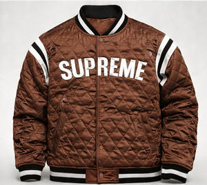 OEM Men Custom Made Quilted Varsity Bomber Jacket <b>Padded</b> Satin Baseball Jacket Snap Button Closure, Ribbed Collar, - Product Image 4