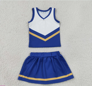 Baby Girls Hot Blue <b>Gold</b> Stripe Vest Skirt Shorts Team Yoga Active <b>Clothes</b> Sets - Product Image 5