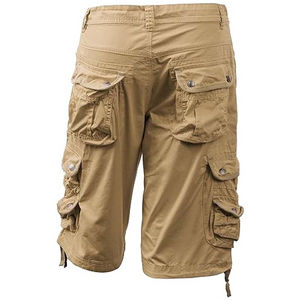 Short cargo léger et respirant en coton pour hommes Logo personnalisé motif à carreaux taille élastique Short d'été décontracté avec design solide - Product Image 4